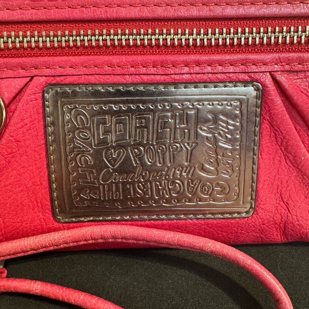 Coach Poppy Fuchsia Hot Pink Leather Wristlet Wallet with Silver Accents - Picture 2 of 8